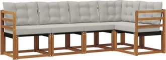 vidaXL Conjunto De Sof&aacute;s De Exterior 5 Uds. Gris Natural Y Claro Vidaxl