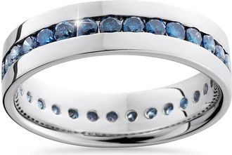 Pompeii3 1 1/5ct Blue Diamond Channel Set Eternity Ring 14K White Gold