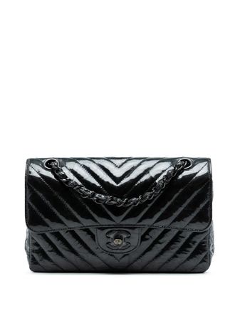 Chanel 2018 Small Classic Chevron Patent So Black Double Flap shoulder bag - women - Patent Leather - One Size