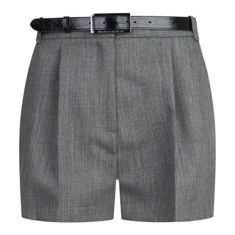 Elisabetta Franchi Pantalones cortos de lana con cintur&oacute;n - Shorts - Mujer - Gris - S