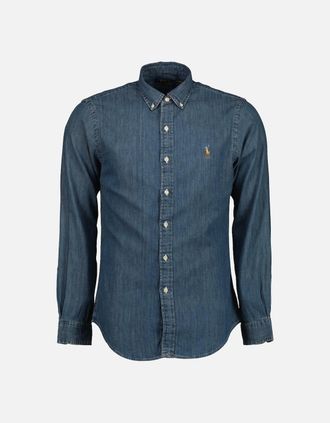 Ralph Lauren Mens Slim Fit Denim Shirt - Blue - Size: 42/Regular