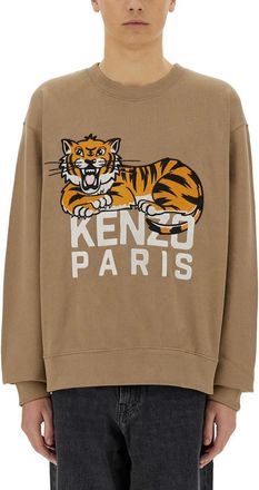 Kenzo Felpa classica ricamata Happy Tiger - - Sweatshirts & Hoodies - Uomo - Beige - S