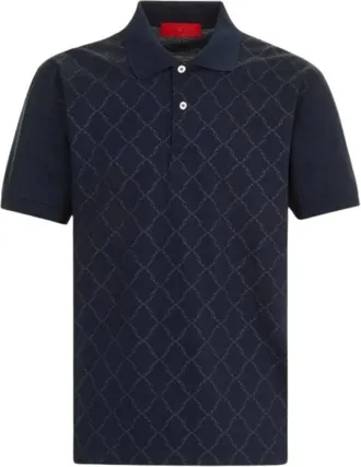 Carolina Herrera Tops, Heren, Blauw, M, Katoen, Jersey Polo Shirt met Print
