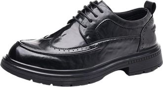 Generic Men Leather Shoes Business Casual Genuine Leather Height Increasing Low Top Dress Shoes for Men Versatile Daily Wear and Formal Occasions(6.5) Black