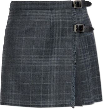 Balenciaga Geplooide Rok - Dames - Korte rokken - Grijs - L - Katoen - Rokken