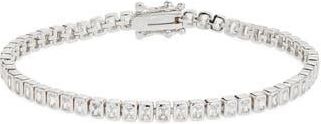 Nordstrom Baguette Cubic Zirconia Bezel Tennis Bracelet in Clear- Silver at Nordstrom Rack