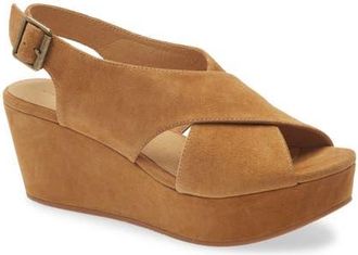 Chocolat Blu Wim Platform Wedge Sandal in Camel Suede at Nordstrom, Size 6.5
