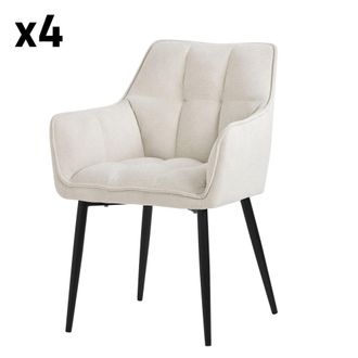 ML Design Set de 4 sillas de comedor, color crema