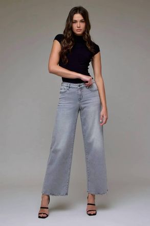 Hidden Jeans Nori Mid Rise Stretch Wide Leg Jeans In Light Gray