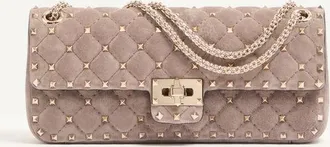 Valentino Garavani Borsa Media A Spalla Valentino Garavani Rockstud Spike In Suede Donna GRIGIO UNI