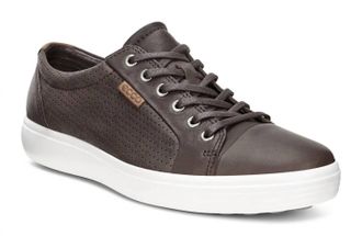 Ecco Mens Soft 7 Perf Tie Shoes In Coffee