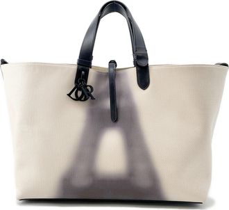 Dior Black Ivory Canvas Leather Tote Bag (Pre-Owned)