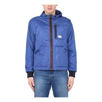Fay Light Jackets, male, Blue, Size: M Archive Bomber Con Cappuccio