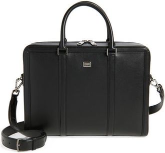 Dolce & Gabbana Calfskin Leather Briefcase in 80999 Nero at Nordstrom