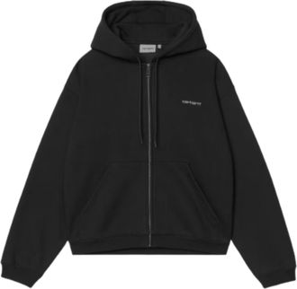 Carhartt Work in Progress Black Ebbert Heavyweight Polycotton Hooded Sweatshirt