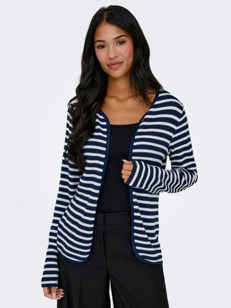 Only Shirtjacke ONLY ONLBIRGITTE L/S CARDIGAN JRS, Damen, Gr. XL, naval academy stripes:cloud dancer, Jersey, Obermaterial: 69% Viskose, 30% Polyester, 1% 