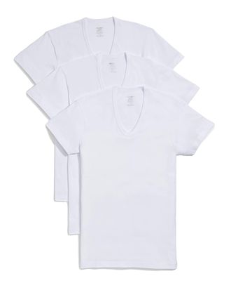 2(x)ist Mens Essential Cotton Slim Fit V-Neck T-Shirt 3-Pack - White - Medium