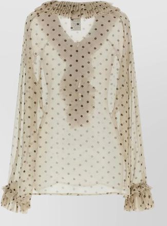 P.A.R.O.S.H. pleated polka-dot ruffled blouse