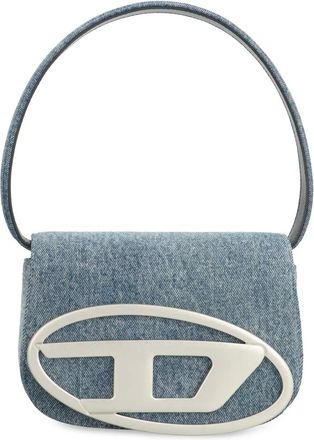 Diesel Shoulder Bags, female, Blue, Size: ONE SIZE Leather Shoulder Bag with Denim Details