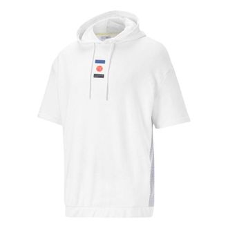 Puma Decor 8 Short Sleeve Hoodie White Red Blue 531086-02