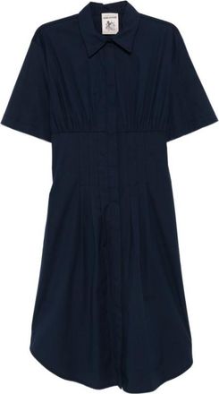 Semicouture Blue Shirt Collar Midi Dress