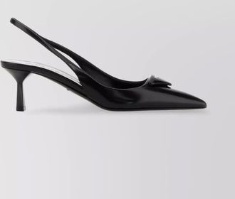 Prada leather pumps glossy finish kitten heel pointed toe