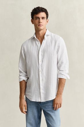 GANT Men Striped Linen Shirt (XXXL) WHITE