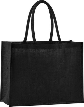 Westford Mill Westford - Natural Starched Jute Classic Tote Bag - Black/Black Tote bag - Bag for men & for women - One Size - shopper bag, travel bag, gym bag