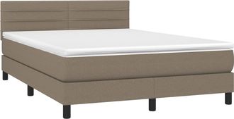 vidaXL Cama Box Spring Con Colch&oacute;n Tela Gris Taupe 140x200 Cm Vidaxl
