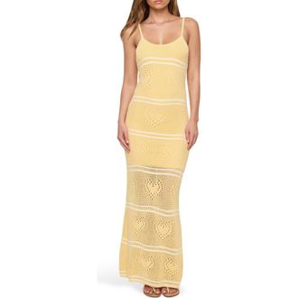 L*Space Heart to Heart Cotton Knit Cover-Up Maxi Dress in Daisy /Cream at Nordstrom, Size X-Small