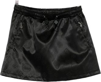 Casablanca Womens Drawstring Patterned Mini Skirt - Black Textile - Size EU 36 (Womens)