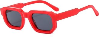Generic Square Small Frame Mens Sports Sunglasses Outdoor Vacation Womens Commuting Sun Glasses(Red)