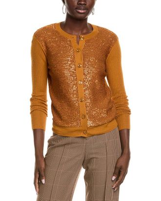 St. John Knit Wool & Silk-Blend Cardigan