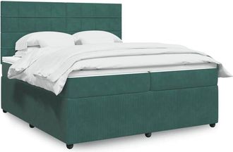 vidaXL Vidaxl - Cama Box Spring Con Colch&oacute;n Terciopelo Verde Oscuro 200x200 Cm