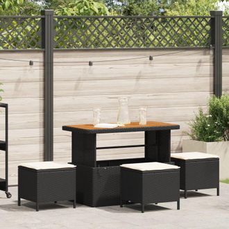 vidaXL Set da Pranzo per Giardino 4 pcs Nero Poly Rattan - Vidaxl