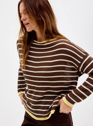 Contemporaine Womens Contrasting rolled trim striped sweater Exclusive collection from Italy