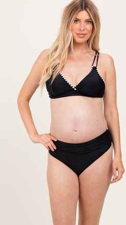 Pinkblush Crochet Detail Double Strap Bikini Set in Black at Nordstrom, Size Large