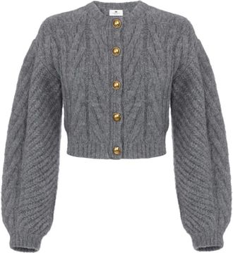 Elisabetta Franchi Truien & Vesten, Dames, Grijs, XS, Cardigan van gebreide stof