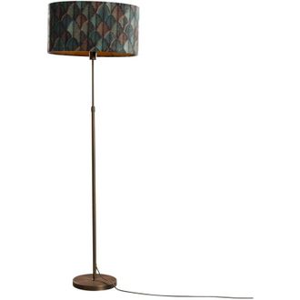 QAZQA Floor Lamp Bronze with Oval Velvet Shade Leaf Design 50cm - Parte