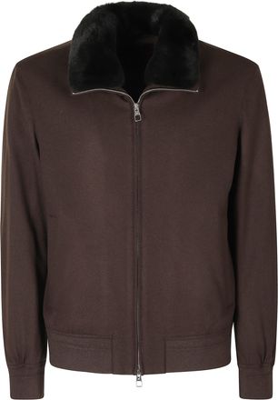 Montecore Dark Brown Fur Collar Cropped Jacket