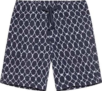 Orlebar Brown Trevone Geo Tile Knit Sweat Shorts - Heren - Korte Broeken - Blauw - L - Katoen - Korte Broeken