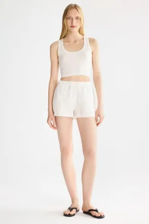 Orolay Relaxed Linen Drawstring Shorts in White at Nordstrom, Size X-Small