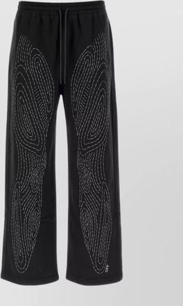 Off-white BODY STITCH cotton joggers with wide leg and embroidered detailing