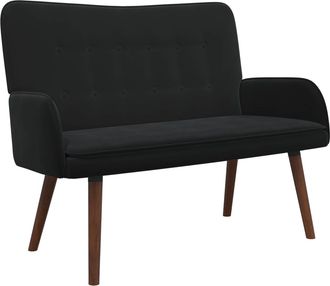 vidaXL Sof&aacute; De 2 Plazas Negro 115 X 61 X 87 Cm Terciopelo Vidaxl