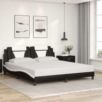vidaXL Vidaxl - Estructura De Cama Con Cabecero Cuero Sint&eacute;tico Negro Y Blanco