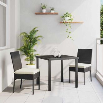 vidaXL Conjunto De Comedor De Jard&iacute;n 3 Pcs Negro Polirat&aacute;n Vidaxl