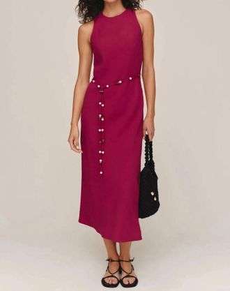 Bella Dahl Bias Midi Dress With Beaded Belt In Sangria