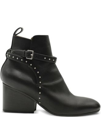 Hermès leather studded ankle boots - women - Leather/Leather/Fabric - 38 - Black