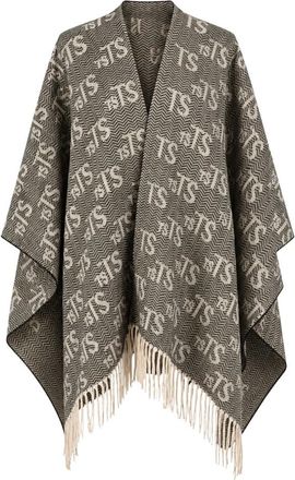 Twinset Jacquard Poncho - Dames - Ponchos - Grijs - ONE Size - Polyester - Jassen