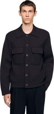 Sandro Knit jacket in Chocolate at Nordstrom, Size Xx-Large